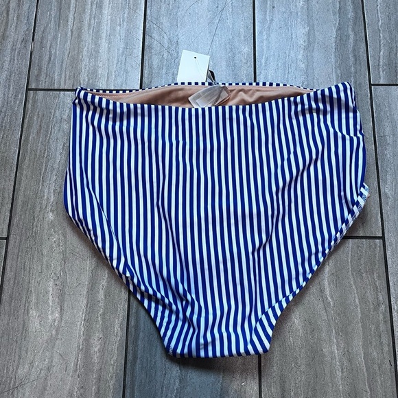 J Crew Factory Blue Stripped Bikini Bottom Size Large NEW WITH TAGS - Picture 4 of 5